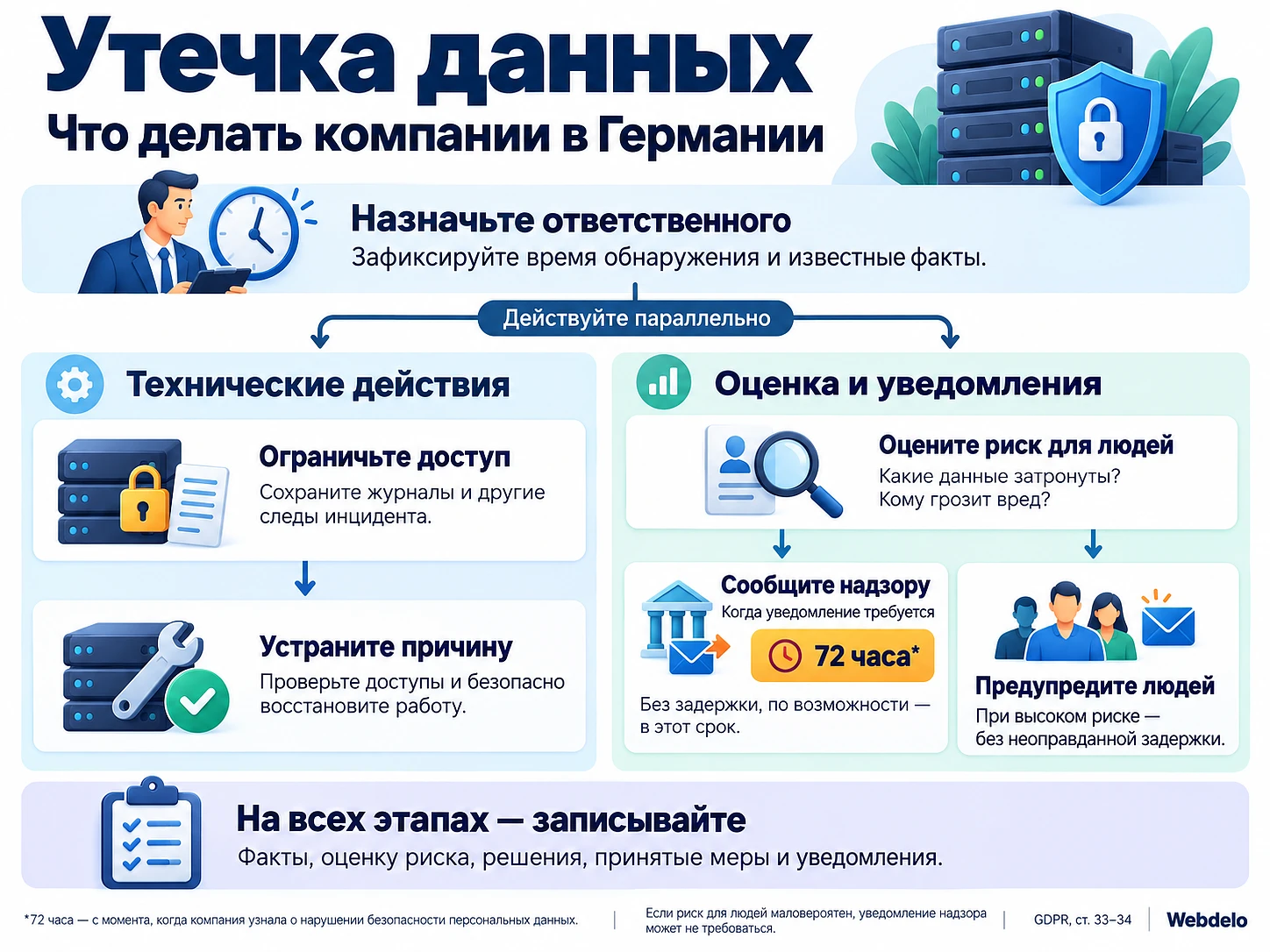План реагирования на утечку данных в Германии: технические меры, оценка рисков и обязанности по уведомлению